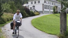 Michael on his way down the drive from Lofthus Youth Hostel
